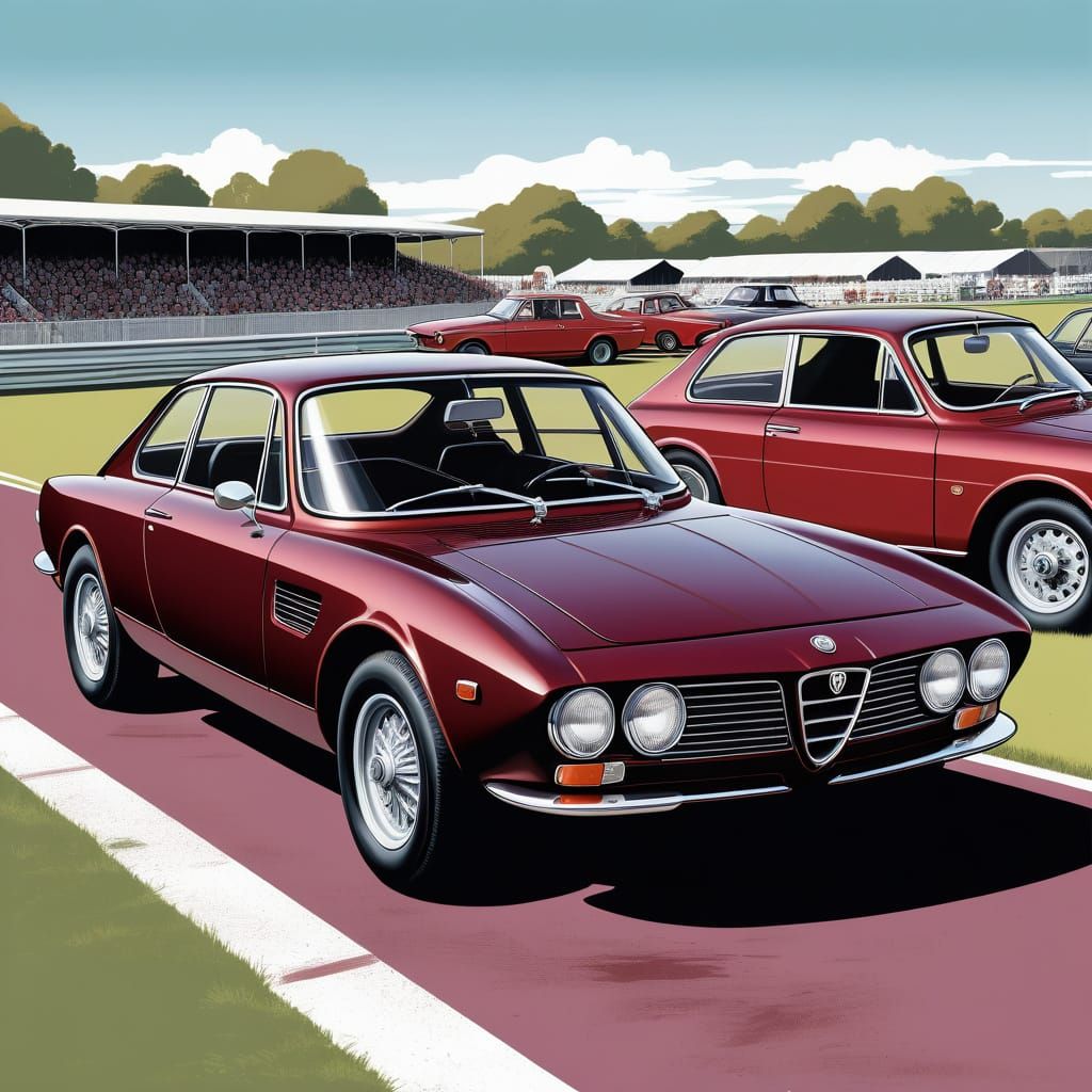 1960s Sports Car in Comic Art Style