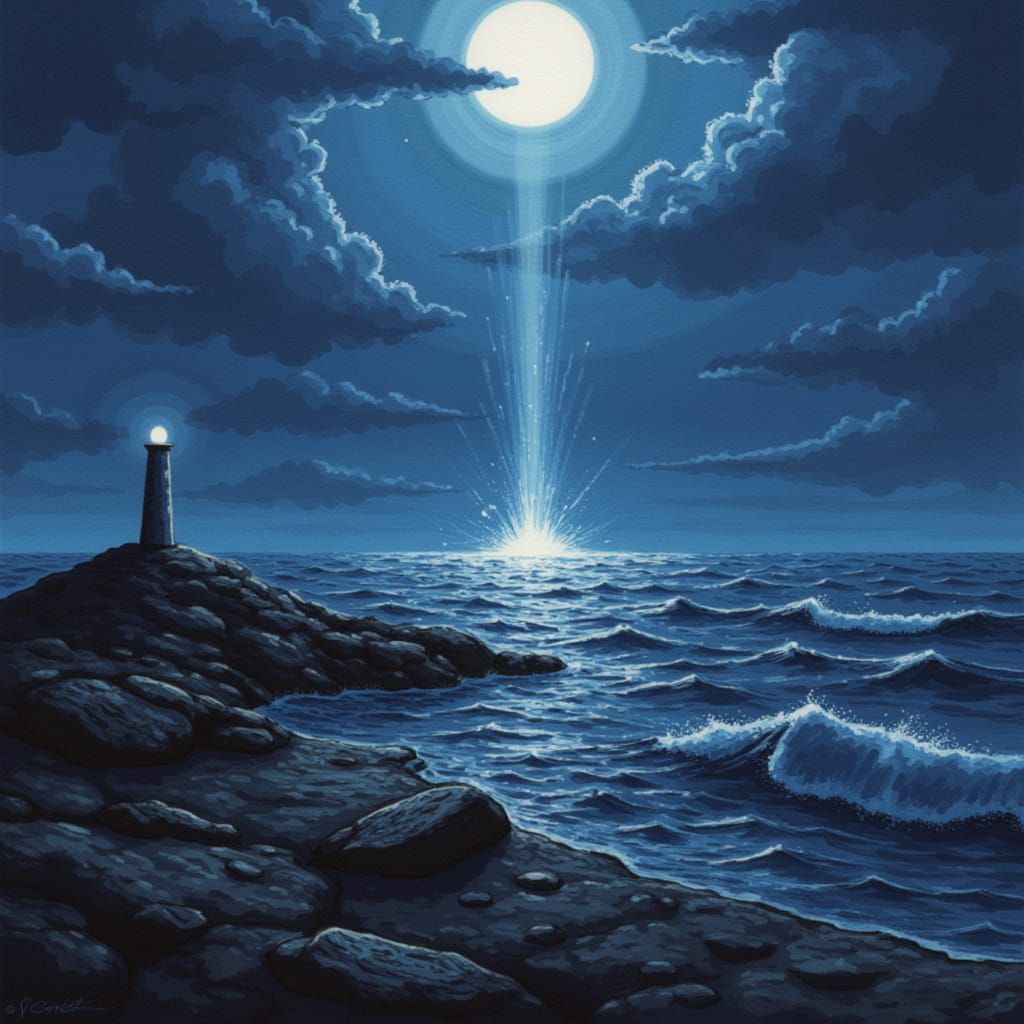 Spectral Lighthouse on Stormy Shore in Dark Fantasy Style