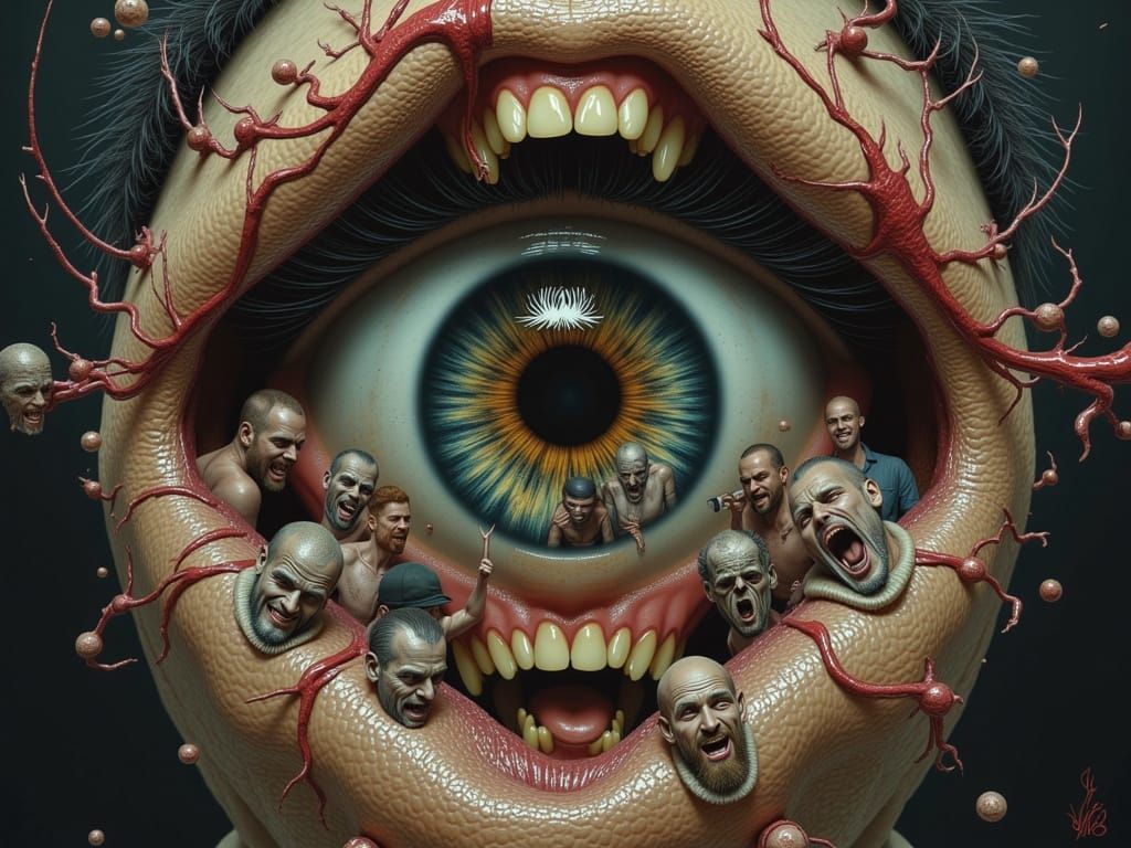 Fractal Men Trapped in Eye, Illusionary Concept Art