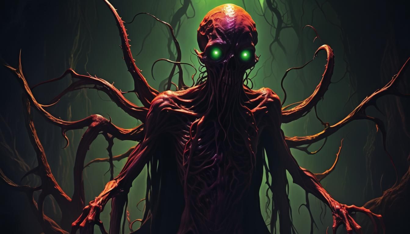 Eerie Dark Fantasy Scene in Expressionist Style