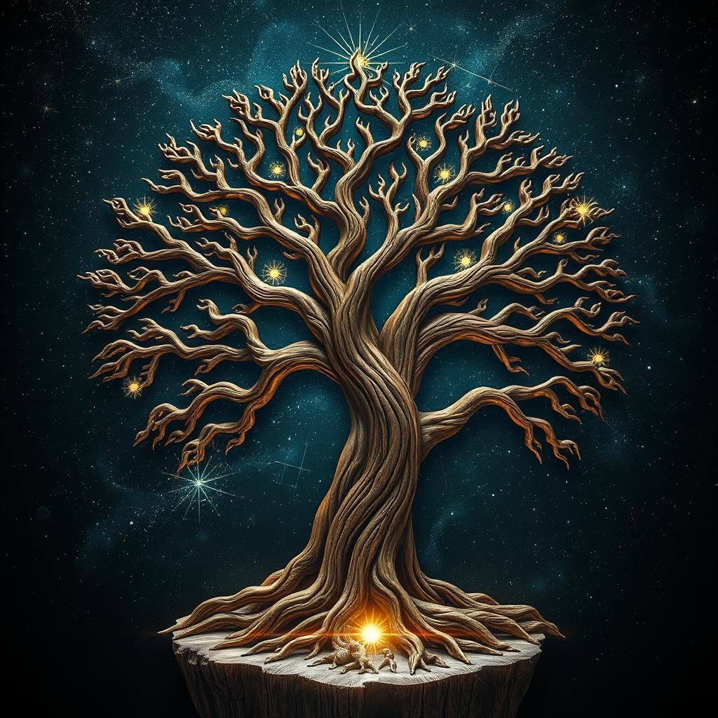 Carved wooden tree of life