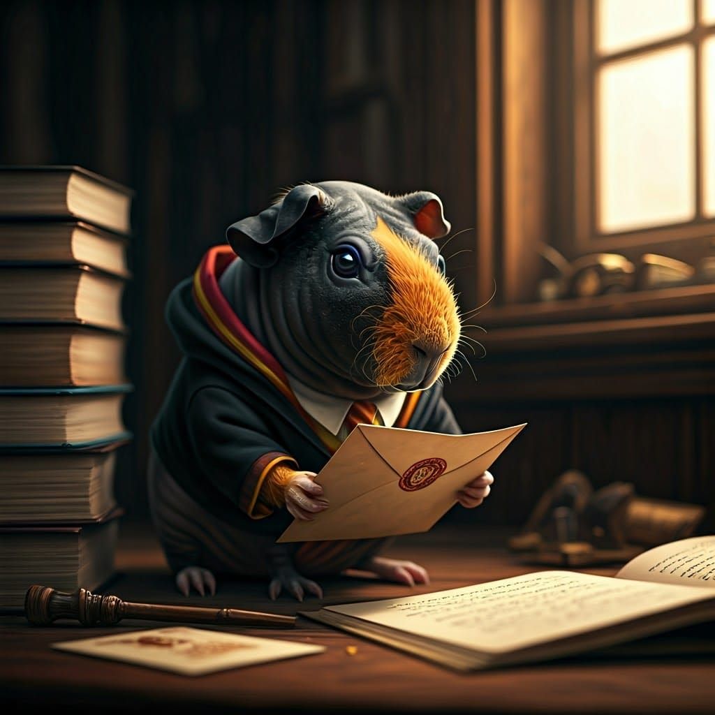 Harry Potter Guinea Pig Reads Hogwarts Letter
