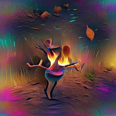 Fire Dancers Silhouetted in Flame