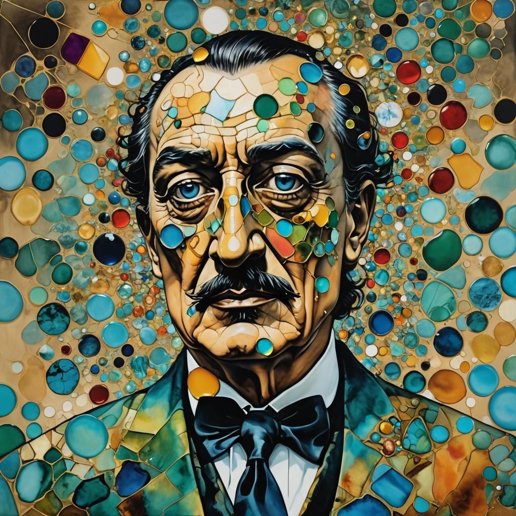 Bejeweled Titan in Surreal Alcohol Ink Style