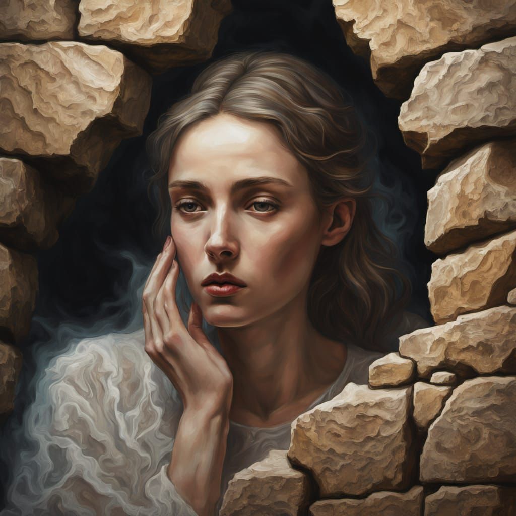 Ancient Stone Walls Whispering Knowledge in Oil Painting