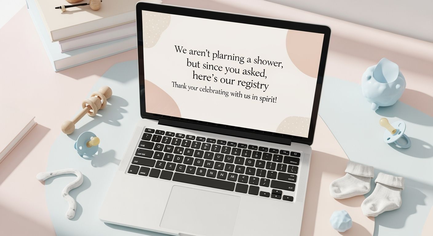 Modern Baby Registry Email Invitation Flat Lay