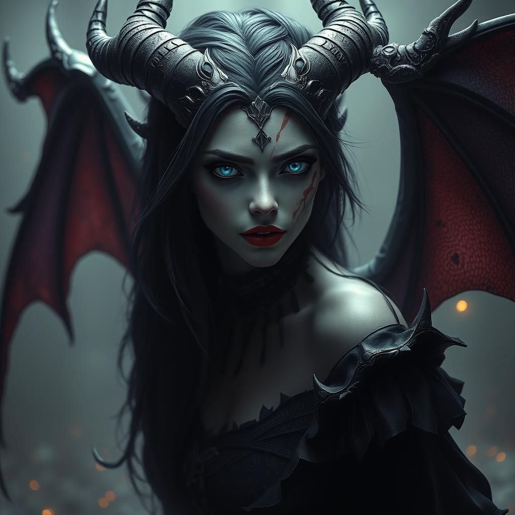 Gothic Devil Woman in Dark Fantasy Concept Art