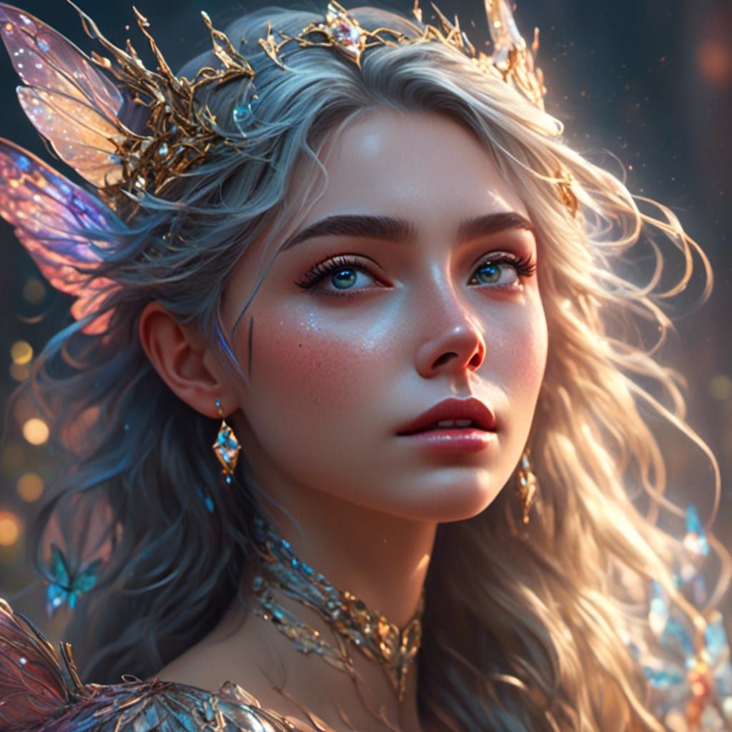 Fairy Overlooking Kingdom in Hyperreal Style