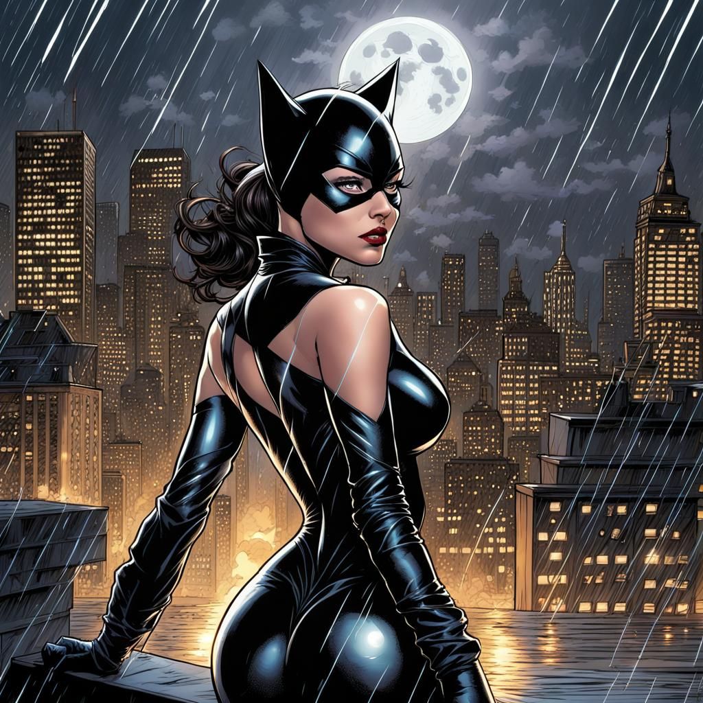 Catwoman in the Rain