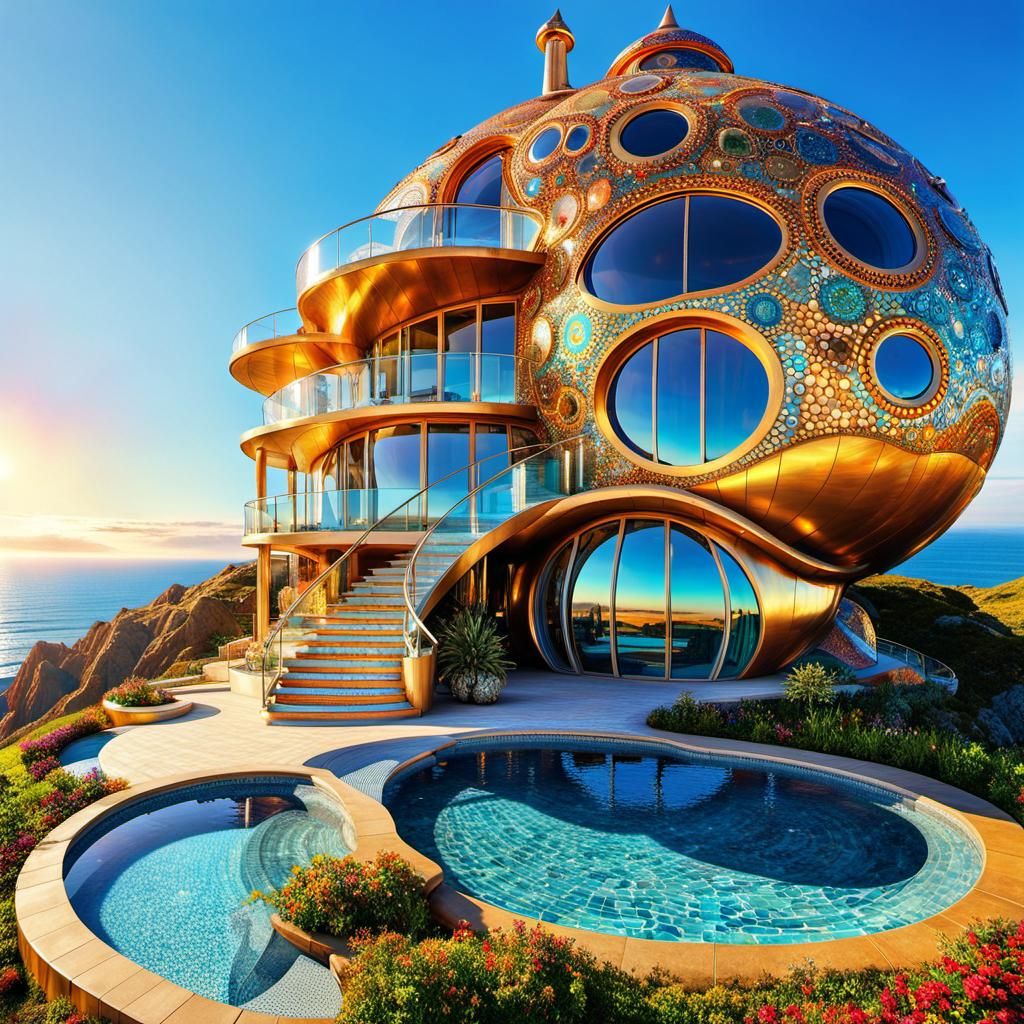 Iridescent Mosaic Snail House in Middle-Earth