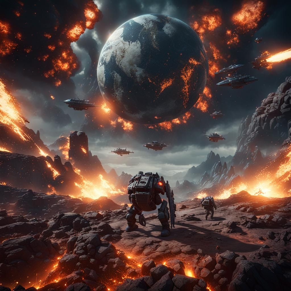 Epic Armageddon Scene in 3D Game Style