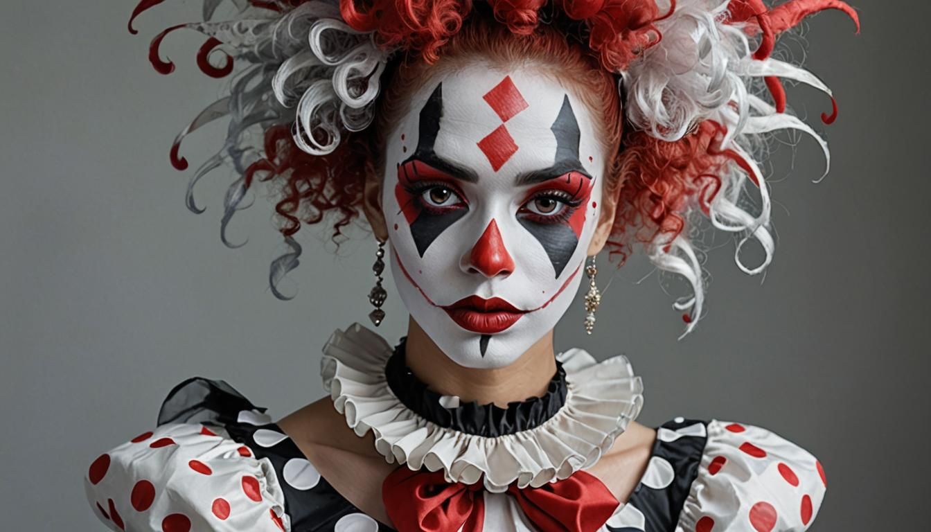 Exotic Clown: Beautiful Woman with Harlequin Makeup