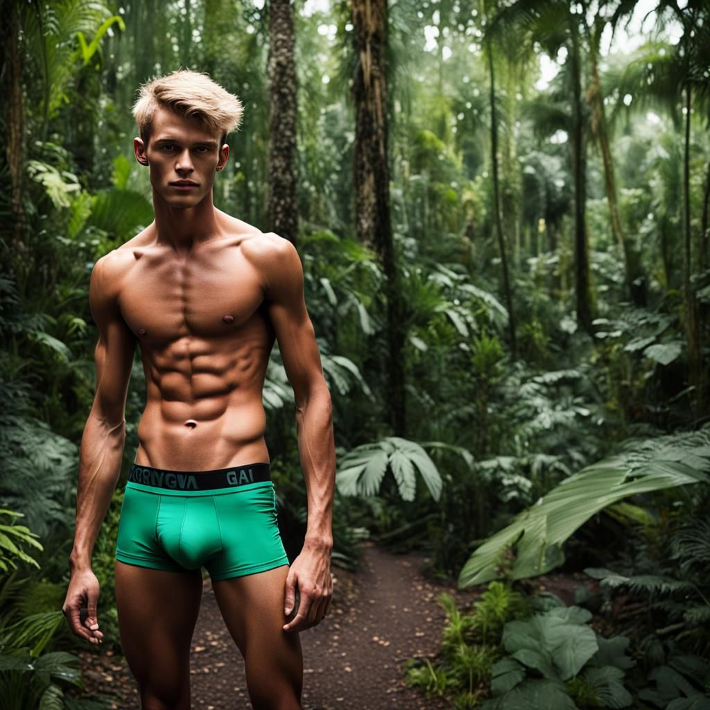 Young Man in Jungle Underwear