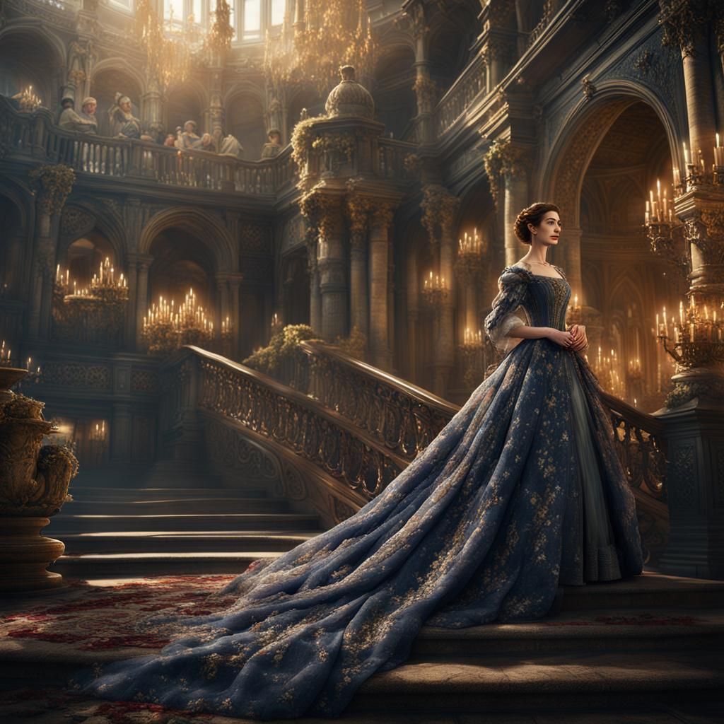 Anne Hathaway in Detailed Matte Painting Style