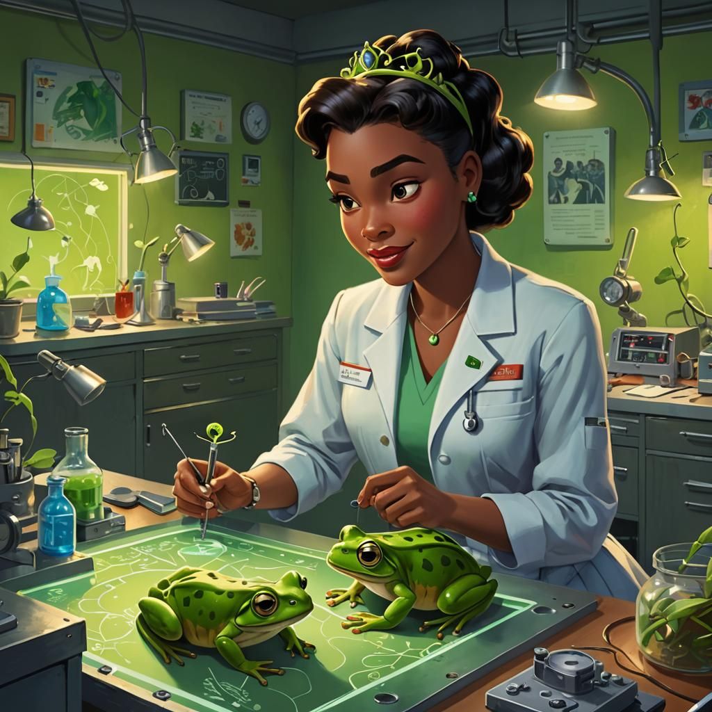 Princess Tiana as Veterinarian in Retro Lab: Concept Art