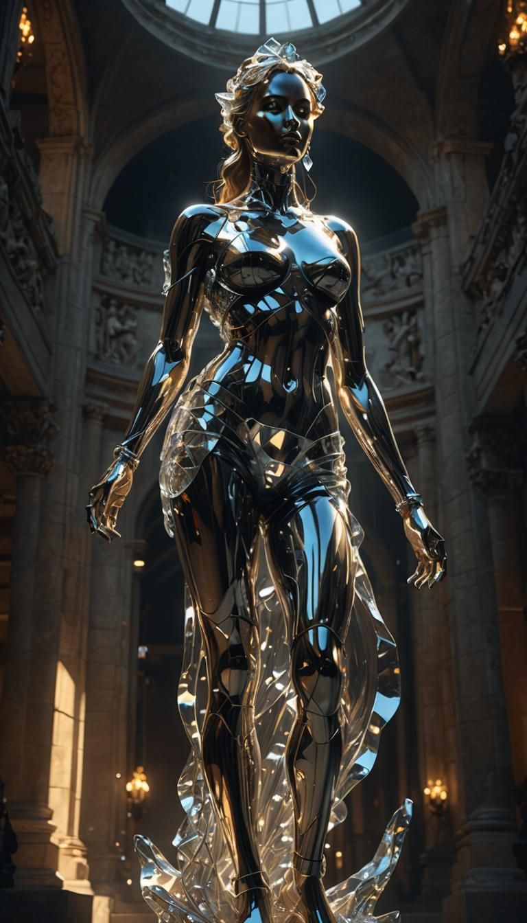Glass Female Figure in Dark Fantasy Style