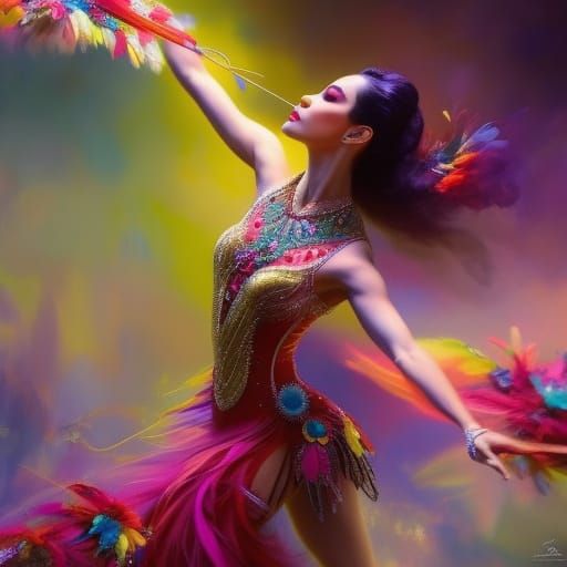 Dynamic Gymnast Dance with Ribbons and Butterflies