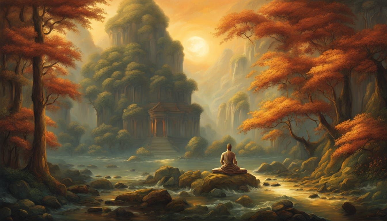 Buddha Teaches with Golden Aura at Jētavana Monastery