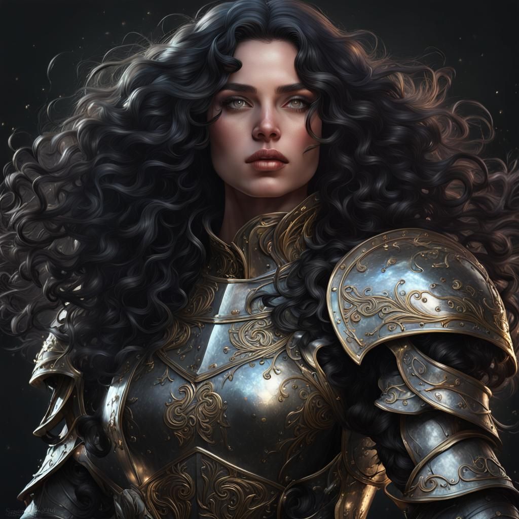 Female Knight Portrait in Hyperdetailed Style