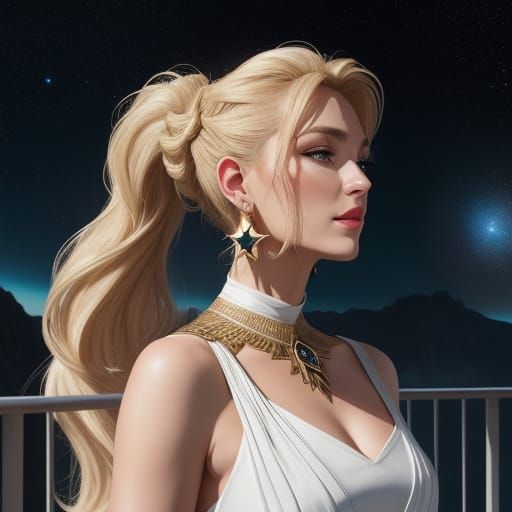 Galactic Goddess in Expressionist Style