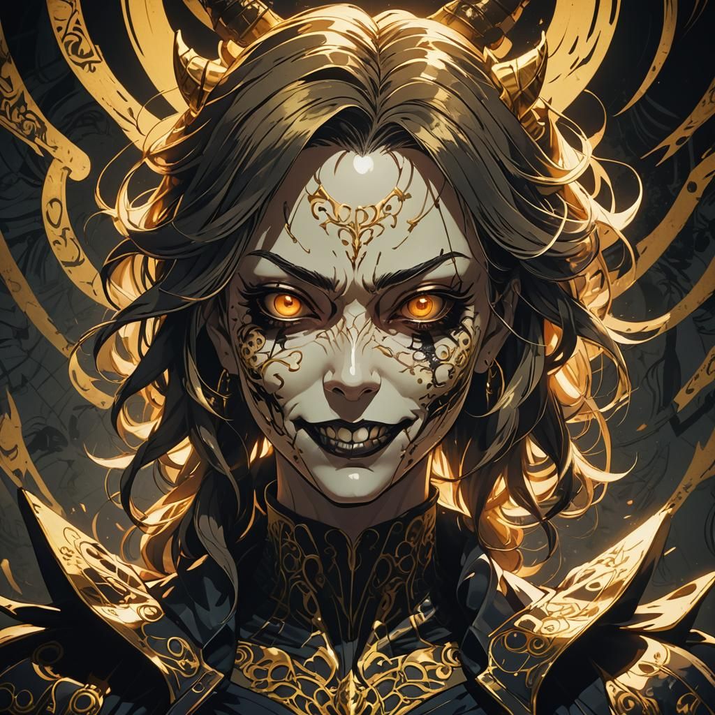 Psychopathic Villainess Portrait in Studio Trigger Anime Sty...