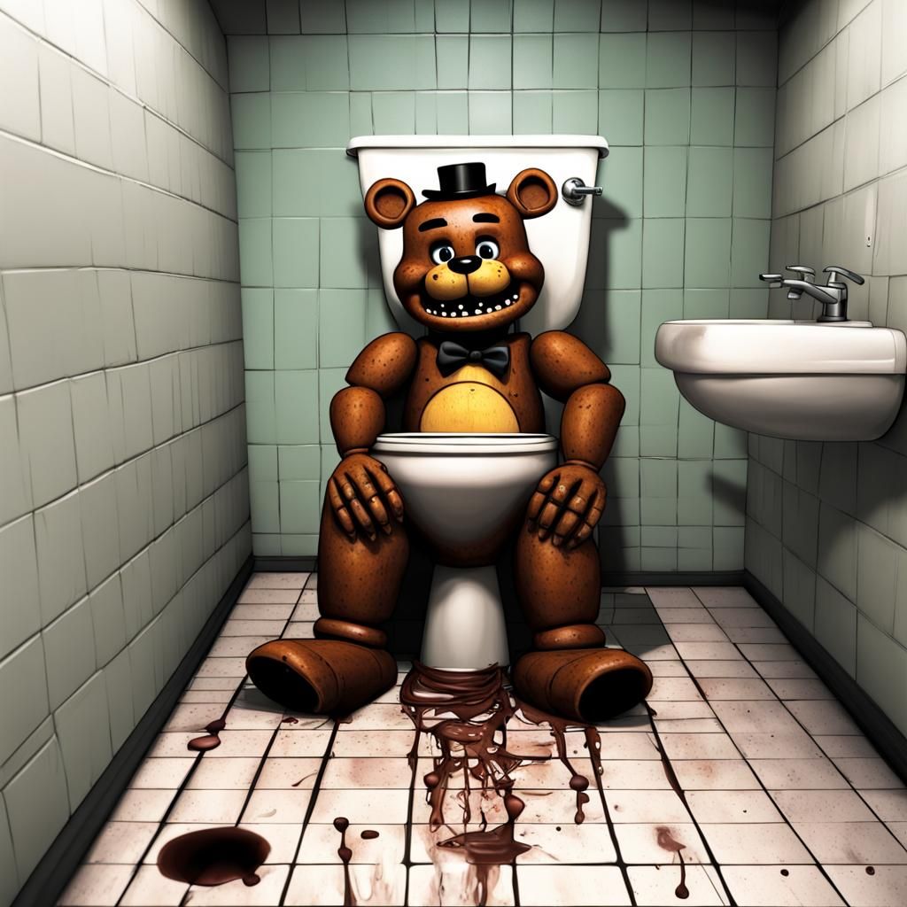 Hyperrealistic Freddy Fazbear Cleans Toilet