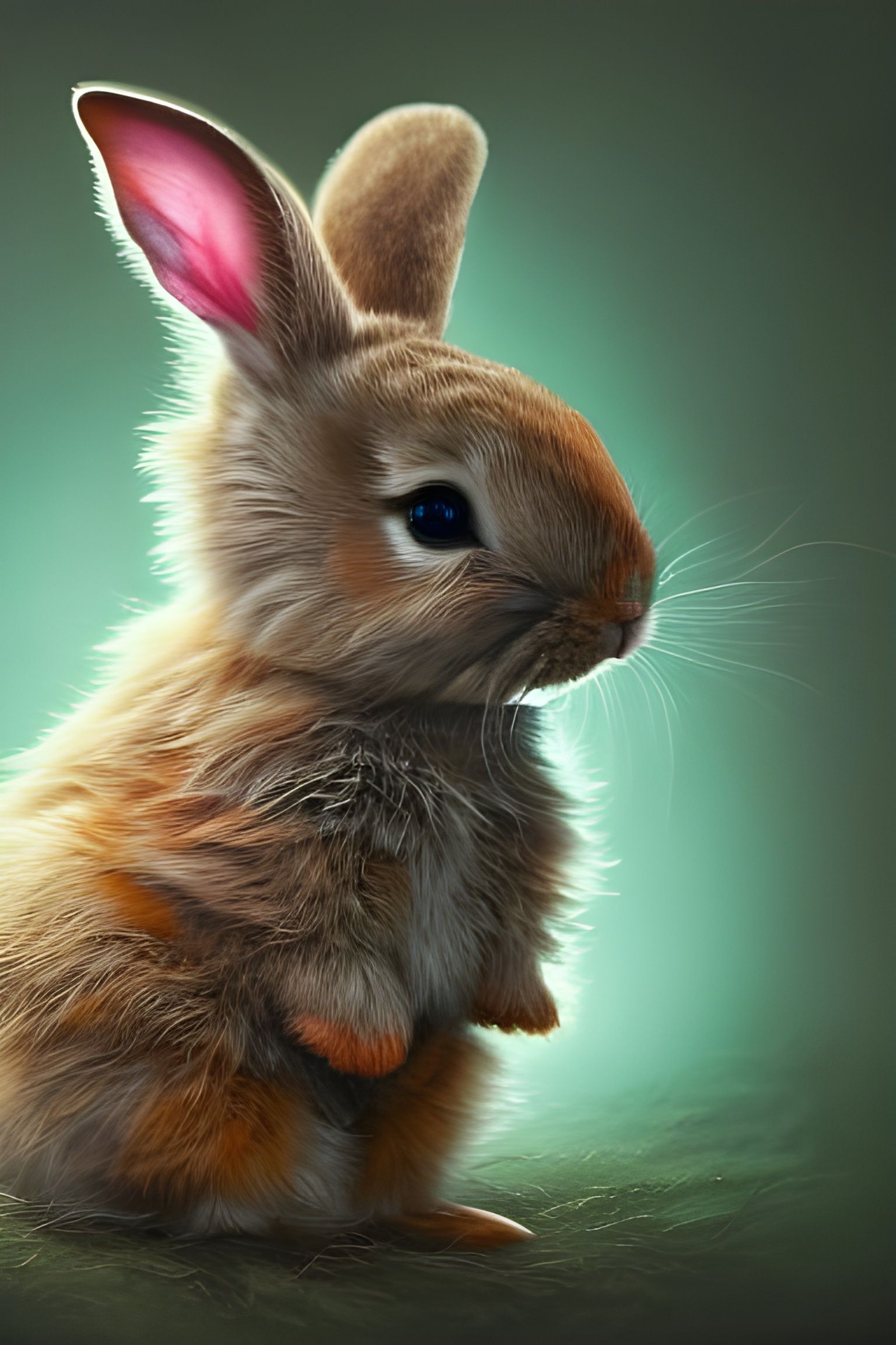 Adorable Bunny in Rainbow Costume: Detailed Gouache Painting