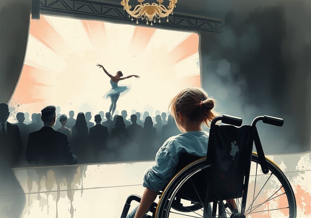 Ballerina in Shadows: Ink Splatter Art