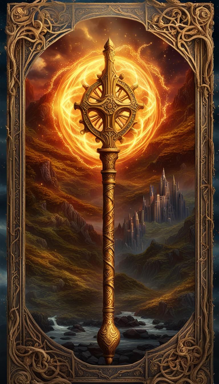 Ace of Wands Tarot Card in Medieval Style