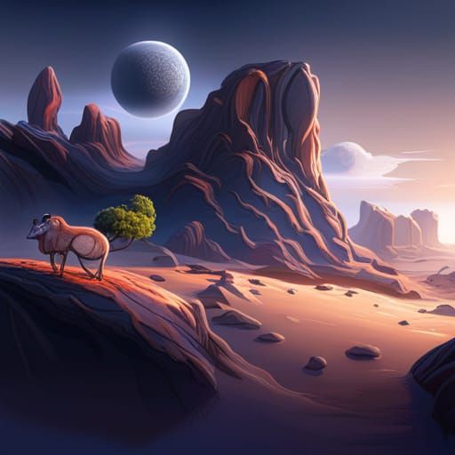 Mouse on Cheese Planet, Fantasy Concept Art