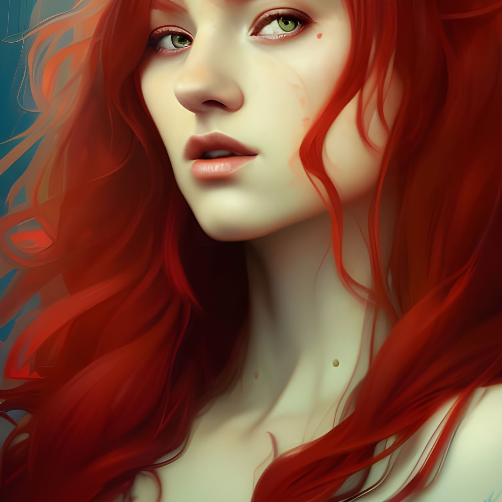 Red-Haired Irish Woman Portrait in Hyperrealistic Style