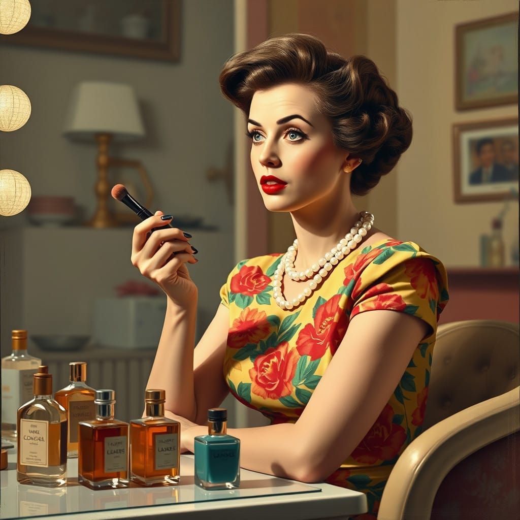 1950s Housewife Makeup Routine in Vintage Chic Style