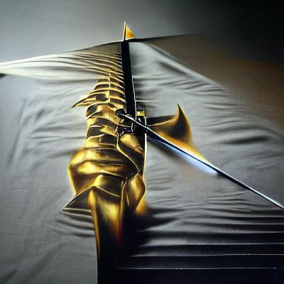 Gold Sword on Black: Hyperrealistic Geometric Art