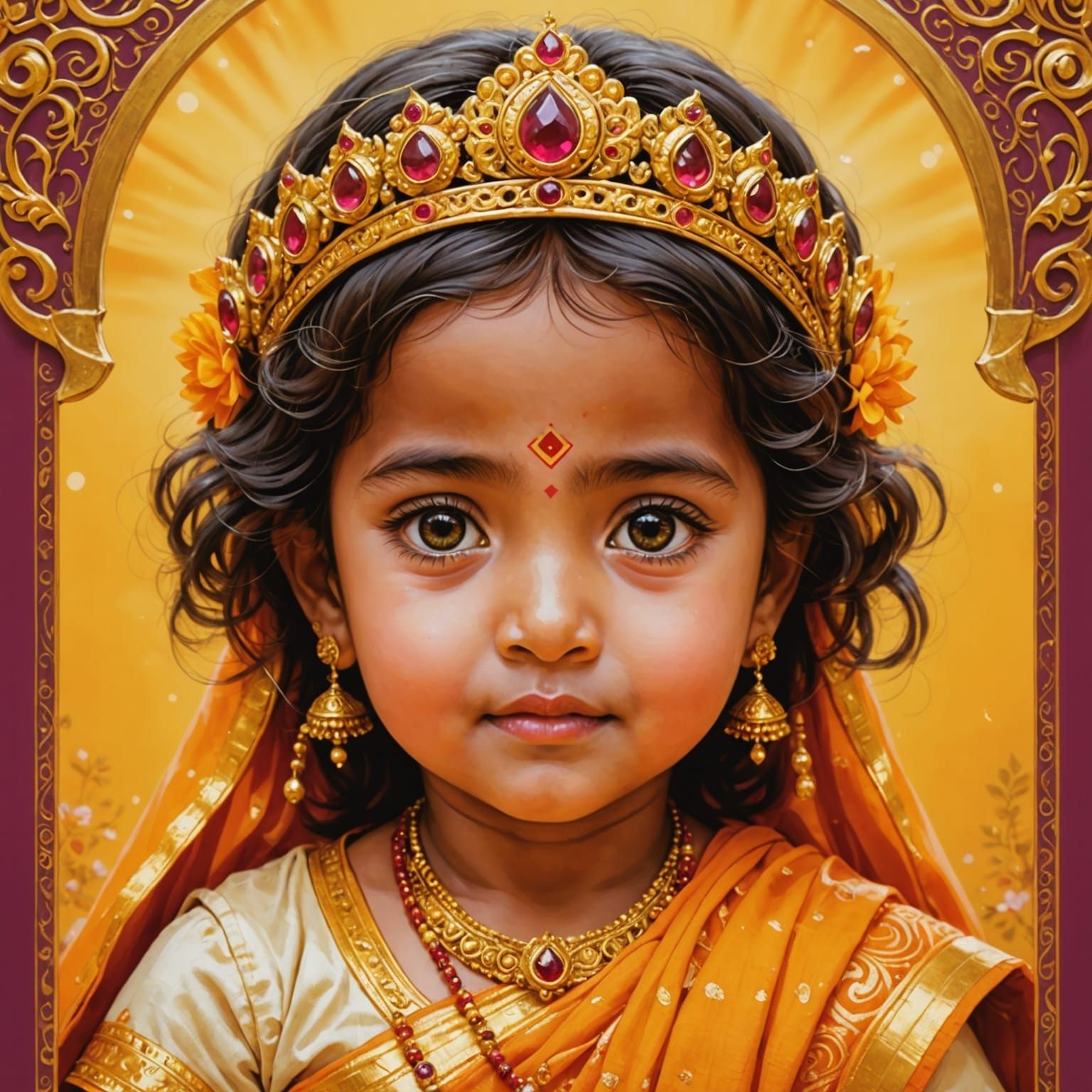 Cute Anime Baby Goddess with Expressive Eyes and Sweet Smile