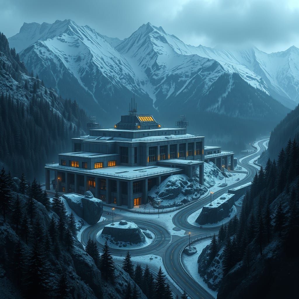 Mysterious SCP Foundation Fortress Amidst Snow-Capped Mounta...