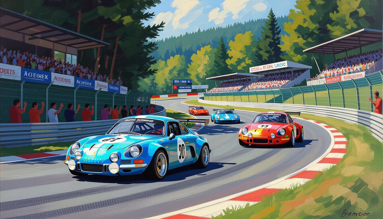 Alpine A110 Race at Spa, Neo-Impressionist Style