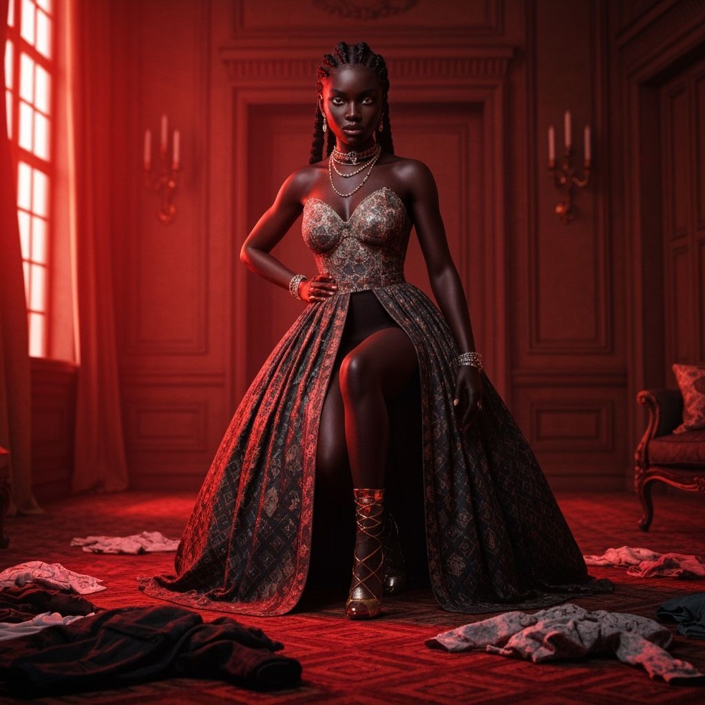 Dystopian Baroque Woman in Renaissance Interior