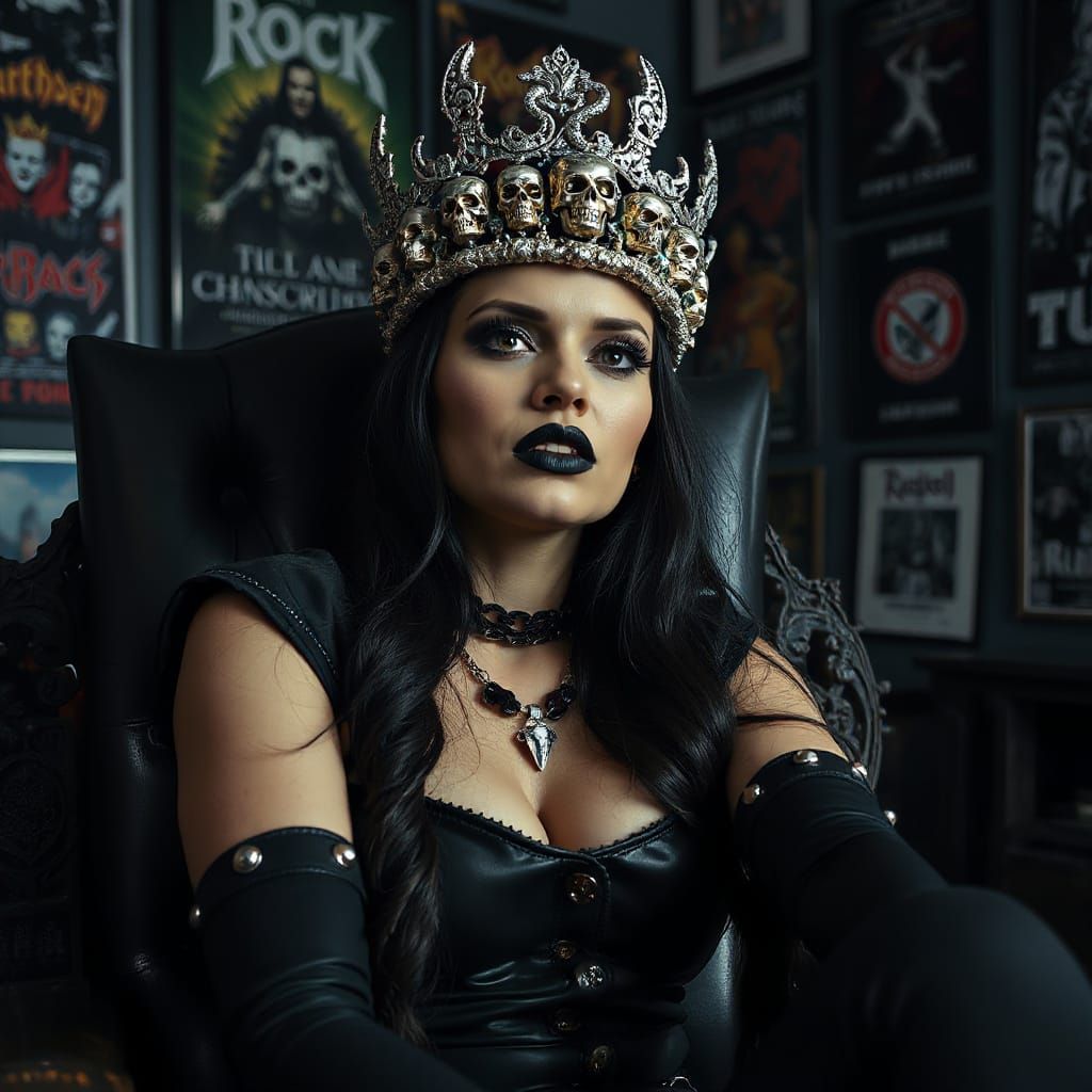 Heavy Metal Goddess with Skulls and Snakes Crown