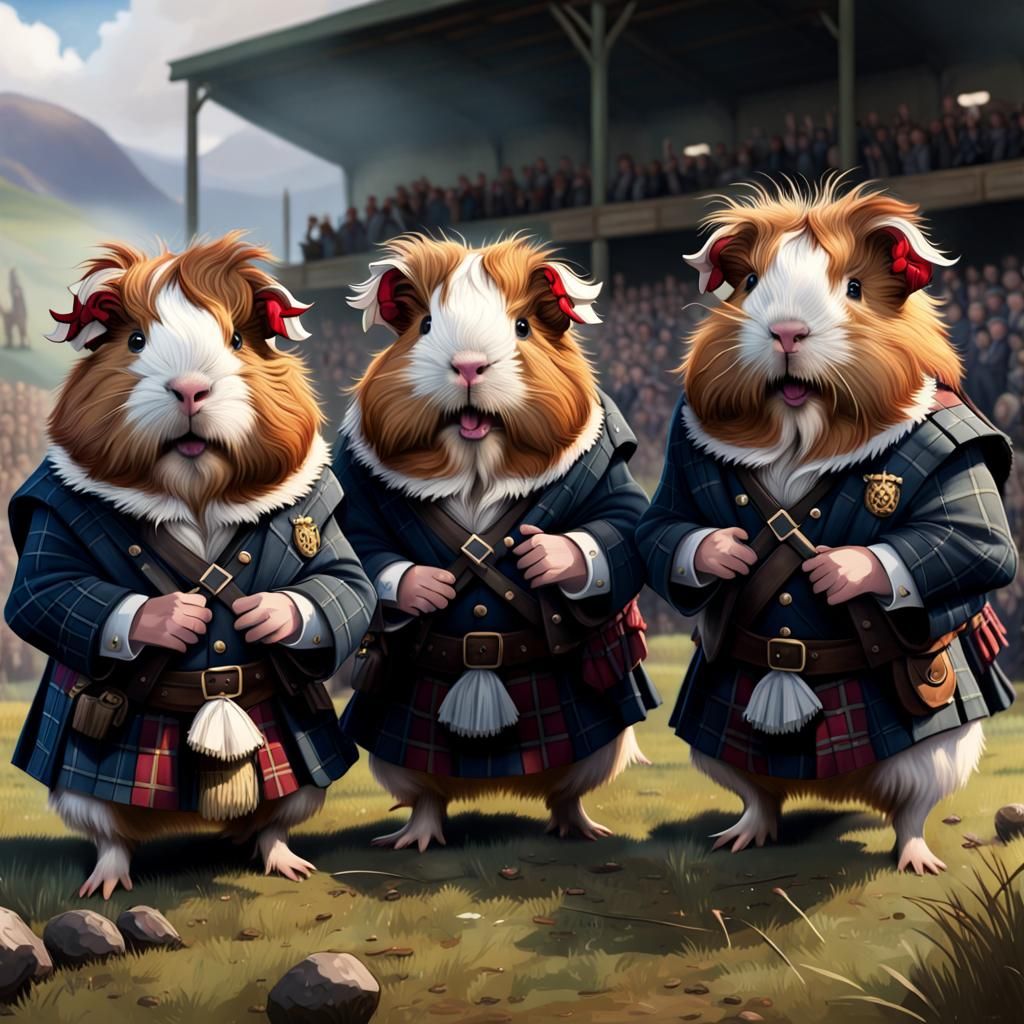 Guinea Pigs as Scottish Highlanders, Fantasy Art