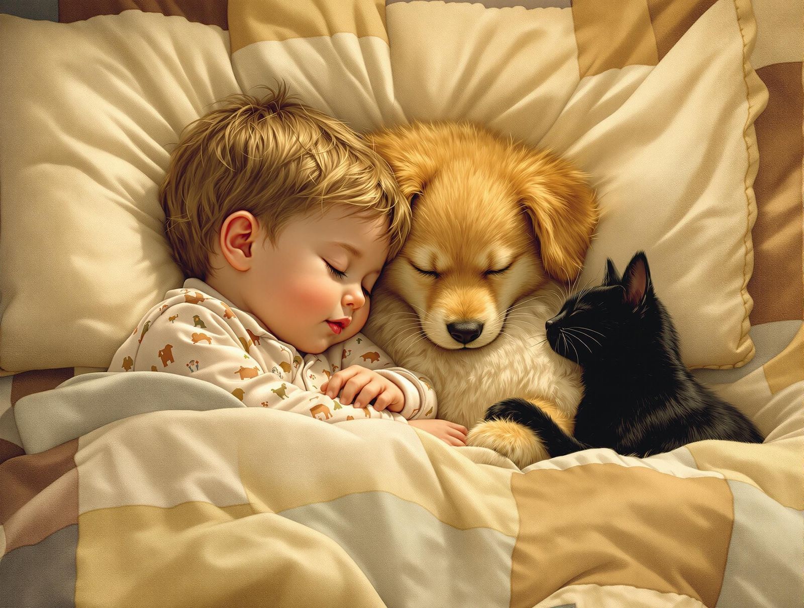 Cozy Family Scene in Sentimental Realism Style