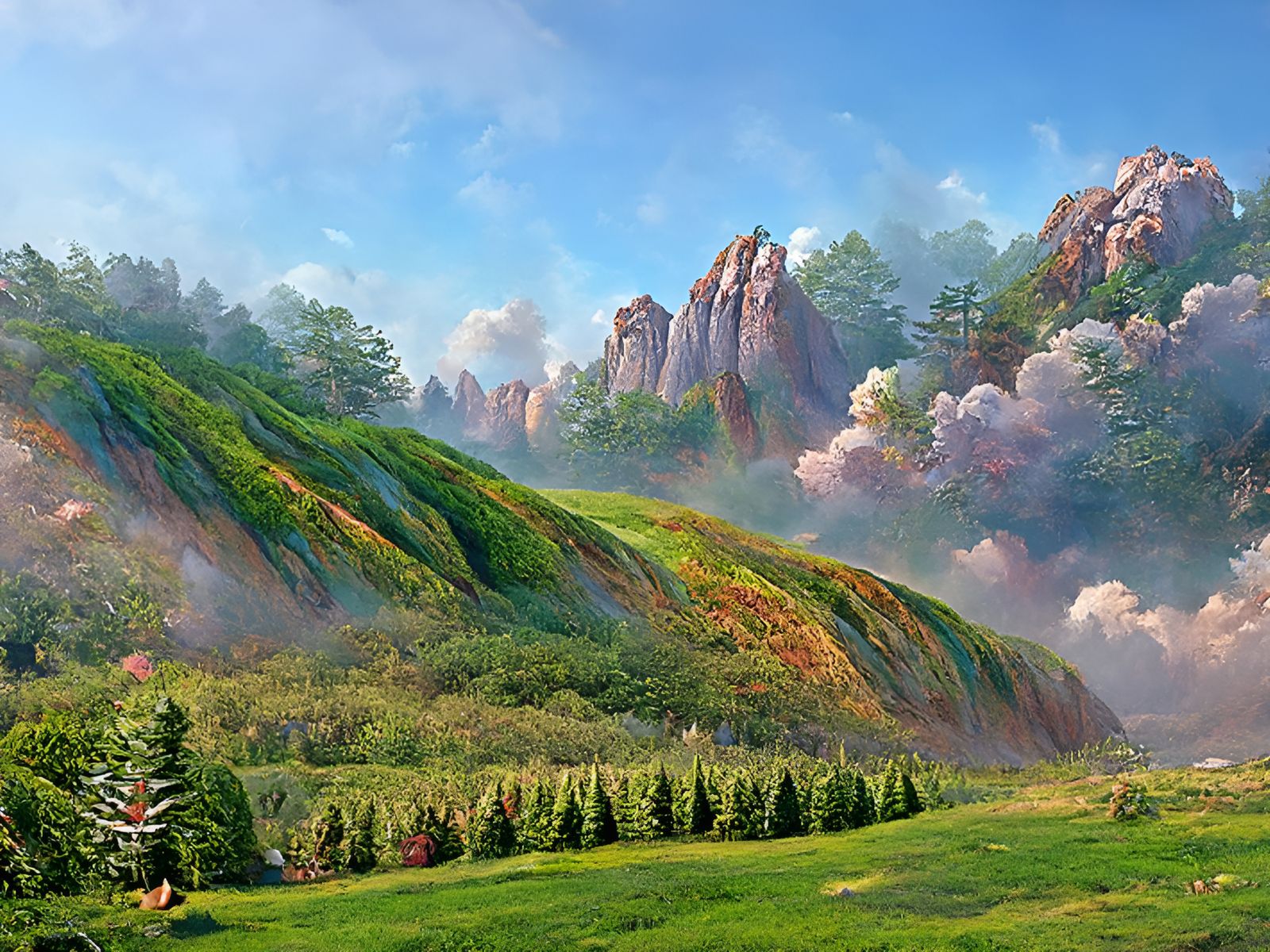 Spectacular Pine Forest Landscape Art