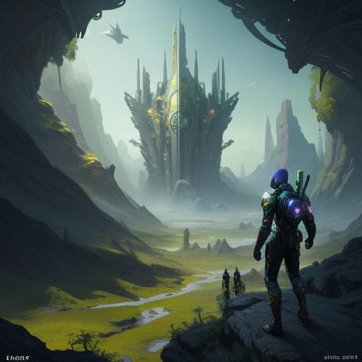 Male Models and Aliens in Detailed Matte Painting