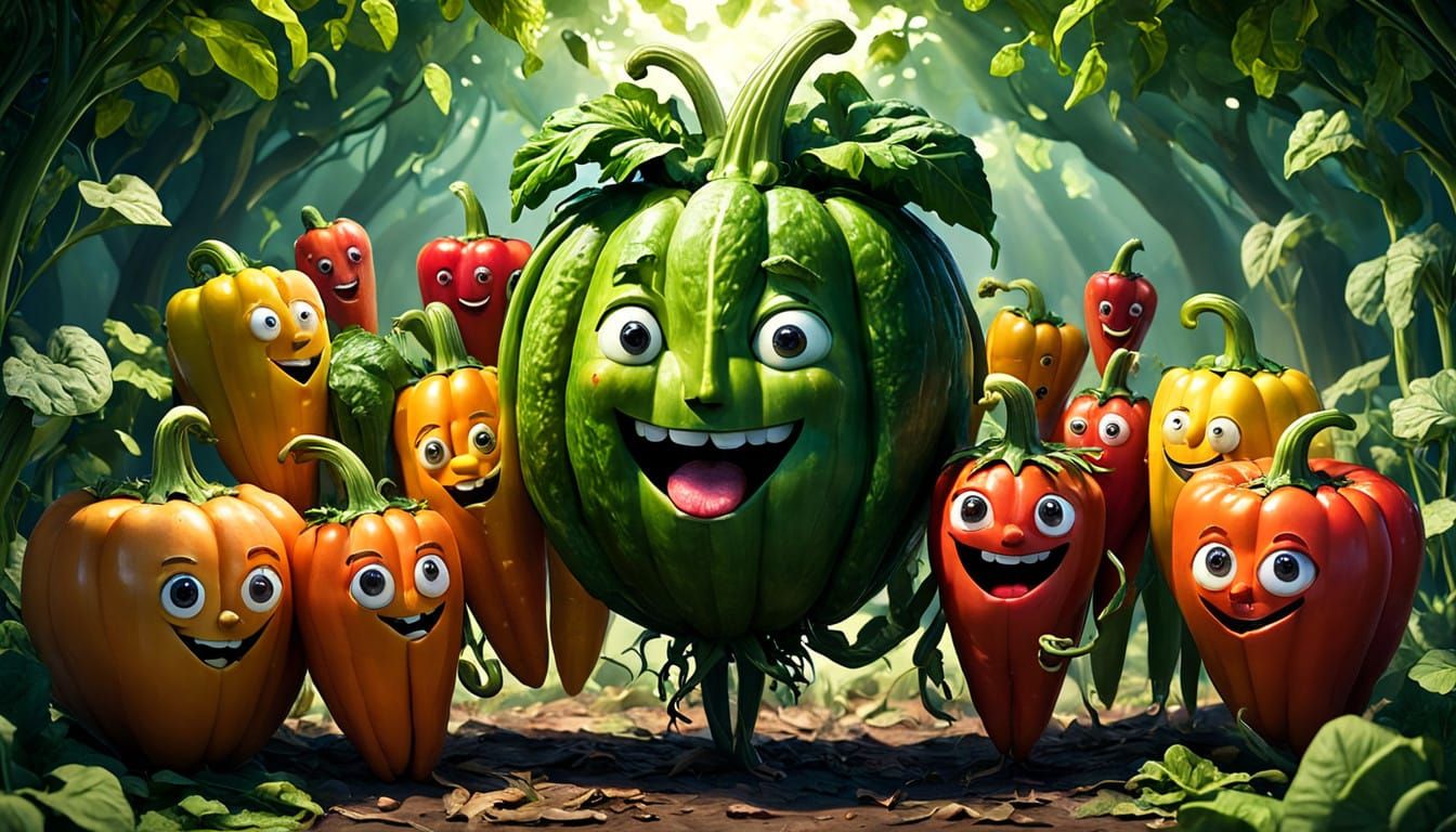 Vibrant Vegetable Chorus in Whimsical Stage Performance