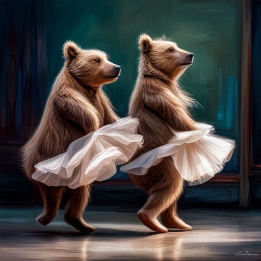 Bears Dancing Boogie Woogie: Hyperrealistic 64 Megapixel Ima...