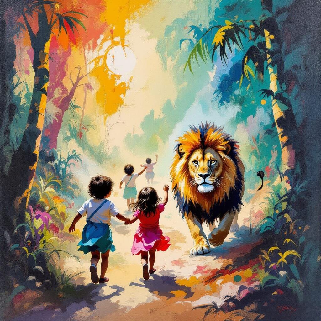 Jungle Escape: Surrealist Dreamscape in Oil