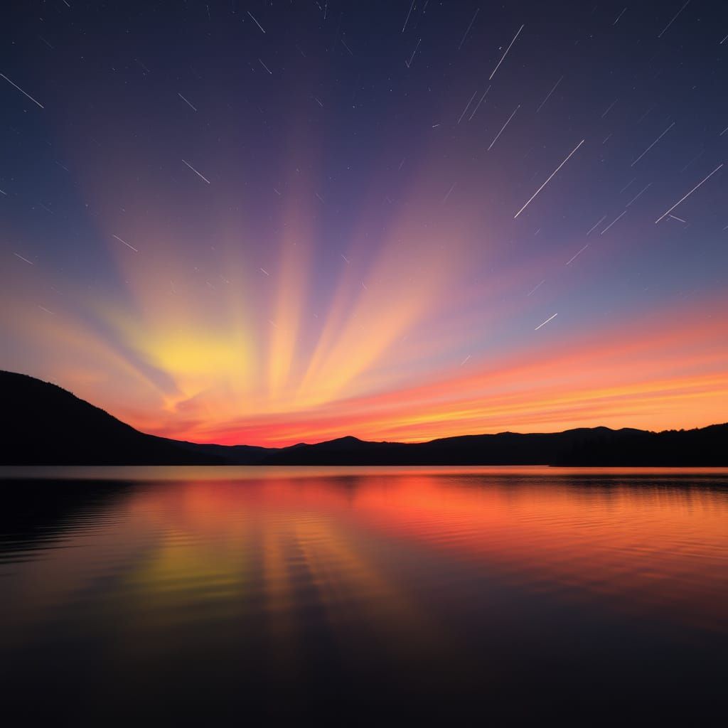 Stunning Lake Scene with Celestial Display