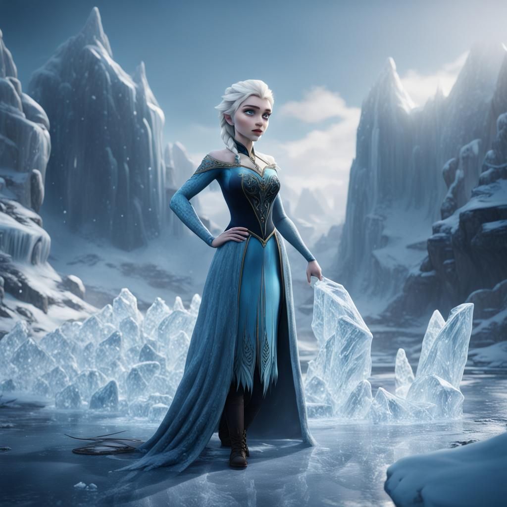 Elsa Surrounded by Ice: Detailed Matte Painting