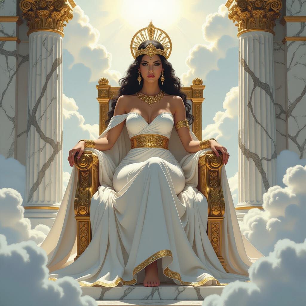 Hera, Goddess of Marriage, on a Cloud Throne