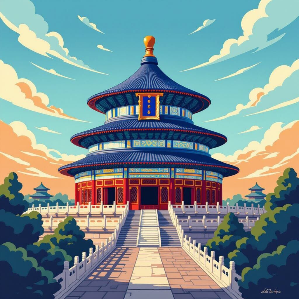 Temple of Heaven in Expressive Abstract Style