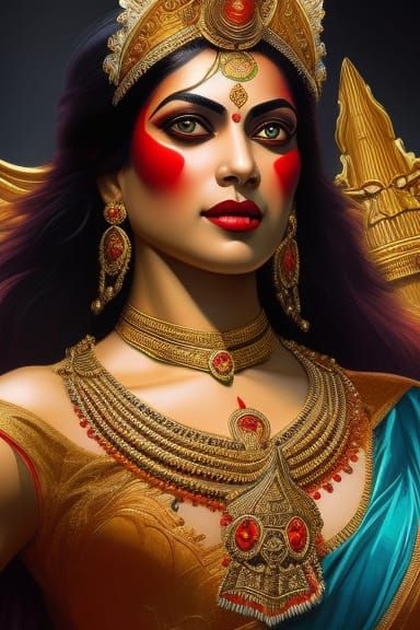 Goddess Kali Portrait in Hyperdetailed Digital Art